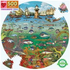 eeBoo Kulaté puzzle Rybky a lodě 500 dílků