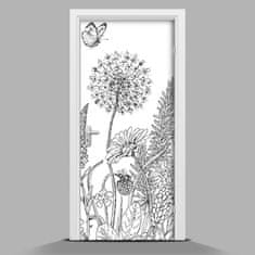Wallmuralia Samolepící tapeta na dveře Louka černobílý vzor 75x205 cm