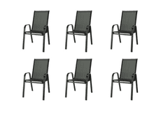 IWHOME Jídelní set VIGO XL antracit + 6x židle VALENCIA 2 černá