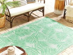 Beliani Oboustranný venkovní koberec s motivem palmových listů v olivově zelené barvě 120 x 180 cm KOTA