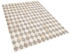 Beliani Kožený koberec béžovo-hnědý 160 x 230 cm SESLICE