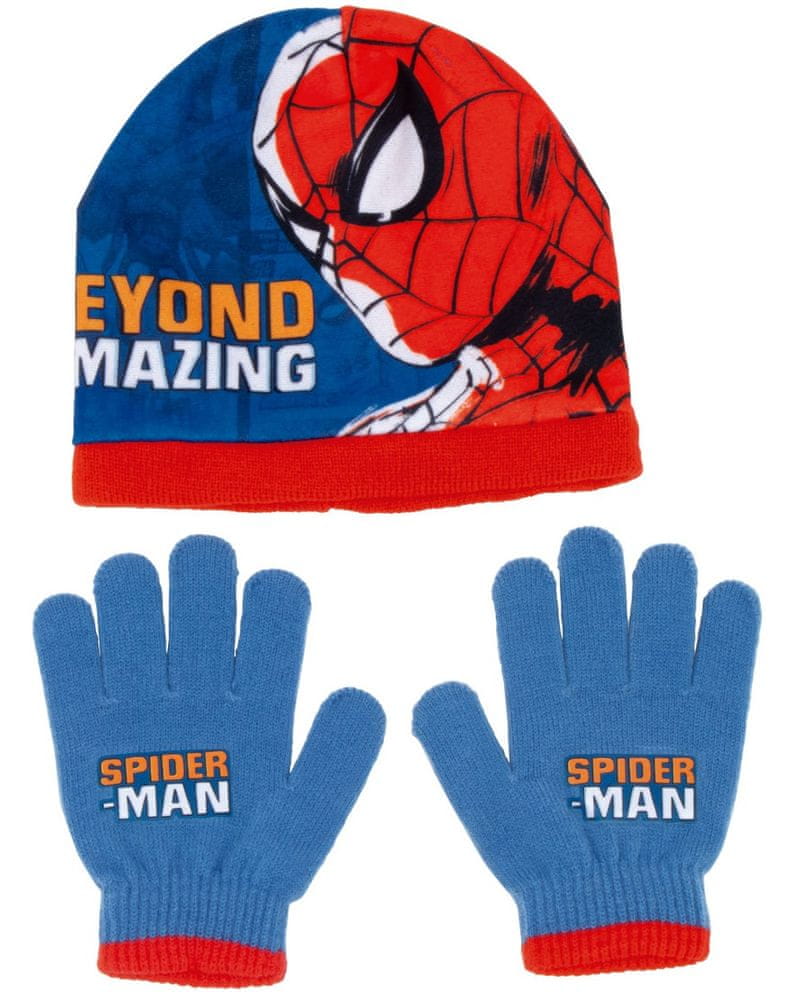 Disney chlapecký modrý set čepice a rukavic Spiderman SM14790