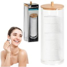 Eleganza Dóza na vatové tampóny Zásobník na tyčinek kosmetické Nádob Organizér Do Koupelny Bambusové