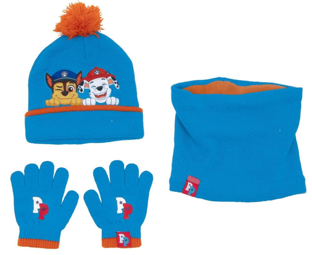 Disney chlapecký modrý set čepice, rukavic a nákrčníku Paw Patrol PW14828