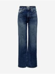 ONLY Tmavě modré široké džíny s vyšisovaným efektem ONLY Juicy 25/34
