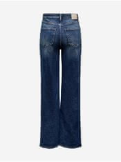 ONLY Tmavě modré široké džíny s vyšisovaným efektem ONLY Juicy 25/34