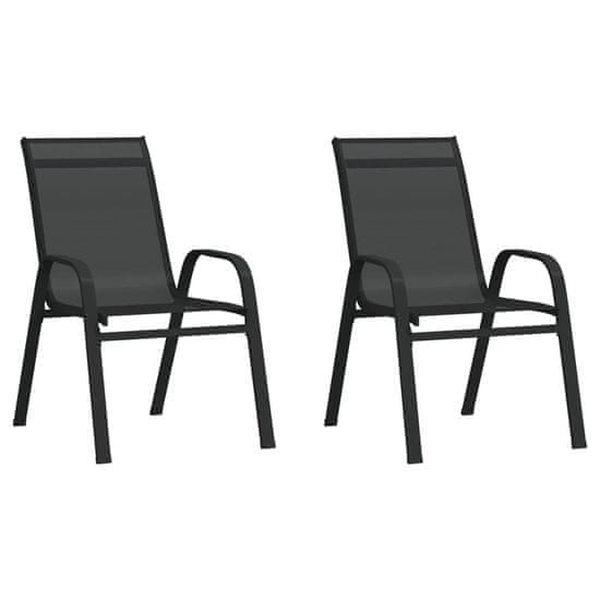 Petromila Stohovatelné zahradní židle 2 ks černé textilenová tkanina