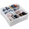Textilní Organizér do zásuvky Skládací úložná Do Šuplíků Na Ponožky Kalhotky Oblečení - 8 Přihrádky - 32x32x12 cm - Bílý
