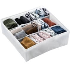 Textilní Organizér do zásuvky Skládací úložná Do Šuplíků Na Ponožky Kalhotky Oblečení 12 Přihrádek, 32x32x12 cm - Bílý