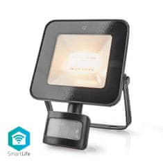 Nedis SmartLife chytrý venkovní LED reflektor s IR čidlem, 20W 1500lm, teplá-studená bílá, stmívatelný, hliník (WIFILOFS20FBK)