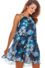 Awama Denní šaty A289 - Awama L/XL tm.modrá-květy