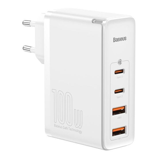 BASEUS GaN2 Pro síťová nabíječka 2x USB / 2x USB-C 100W QC PD, bíla