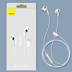 BASEUS Encok C17 sluchátka do uší USB-C, bílé