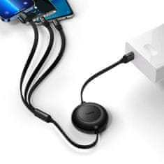 BASEUS Bright Mirror 3in1 flat kabel USB - Micro USB / USB-C / Lightning 3.5A 1.1m, černý