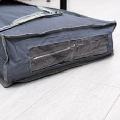 Storagesolutions Úložný box na peřiny textilní Organizér Na Postel na Oblečení S Okénkem 105x45x16 cm - Šedý