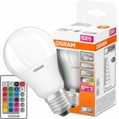 Osram LED žárovka RGBW A60 E27 9W = 60W 806lm + Pilot dálkové ovládání