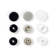 PRYM Plastové patentky "Color Snaps" kulaté, Prym Love, 12,4 mm, 30 ks, černé/bílé/béžové