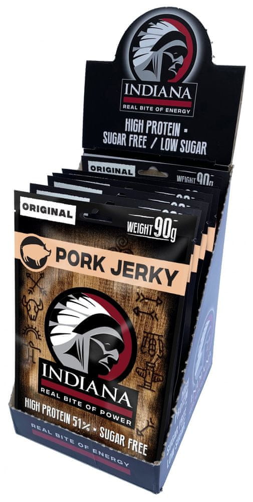 Indiana sušené maso Jerky vepřové Original ZIP 720g - display