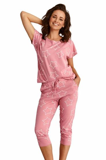 TARO Dámské pyžamo Oksa růžové s hvězdami