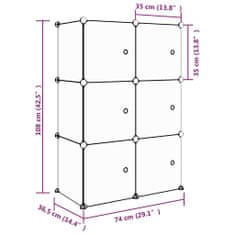 Greatstore Dětská modulární skříň s 6 úložnými boxy růžová PP