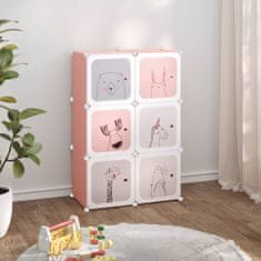 Greatstore Dětská modulární skříň s 6 úložnými boxy růžová PP
