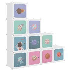 Greatstore Dětská modulární skříň s 10 úložnými boxy bílá PP
