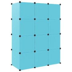 shumee Dětská modulární skříň s 12 úložnými boxy modrá PP