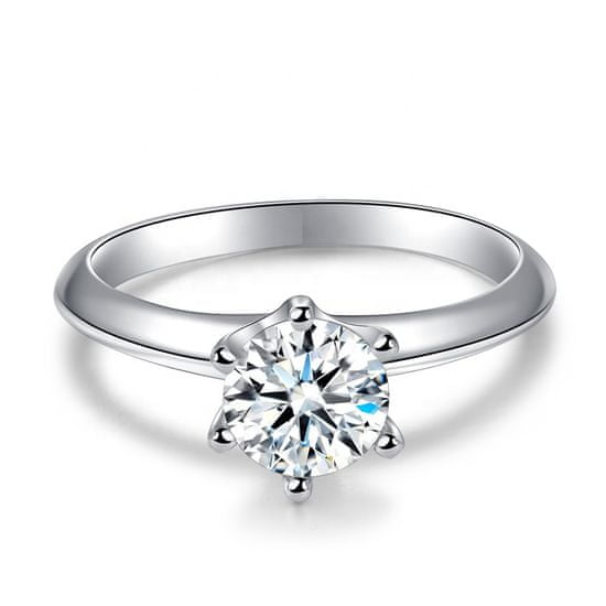 Royal Fashion stříbrný rhodiovaný prsten s drahokamem moissanitem HA-XJZ001-SILVER-MOISSANITE Velikost: 6 (EU: 51-53)