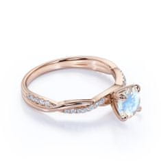 Royal Fashion Emporial luxusní prsten Měsíční duhový kámen Propletený 14k růžové zlato Vermeil GU-DR14764R-ROSEGOLD-ZIRCON Velikost: 5 (EU: 49-50)