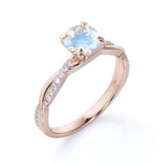 Royal Fashion Emporial luxusní prsten Měsíční duhový kámen Propletený 14k růžové zlato Vermeil GU-DR14764R-ROSEGOLD-ZIRCON Velikost: 5 (EU: 49-50)