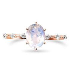 Royal Fashion Emporial prsten Princeznin klenot 14k růžové zlato Vermeil GU-DR8706R-ROSEGOLD-MOONSTONE-ZIRCON Velikost: 5 (EU: 49-50)