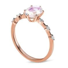 Royal Fashion Emporial prsten Princeznin klenot 14k růžové zlato Vermeil GU-DR8706R-ROSEGOLD-MOONSTONE-ZIRCON Velikost: 5 (EU: 49-50)