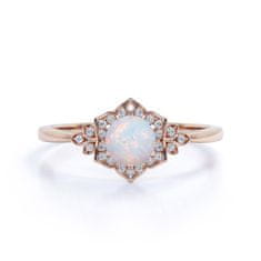 Royal Fashion Emporial prsten Měsíční duhový kámen Flower 14k růžové zlato Vermeil GU-DR14627R-ROSEGOLD-MOONSTONE-ZIRCON Velikost: 9 (EU: 59-60)