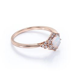 Royal Fashion Emporial prsten Měsíční duhový kámen Flower 14k růžové zlato Vermeil GU-DR14627R-ROSEGOLD-MOONSTONE-ZIRCON Velikost: 9 (EU: 59-60)