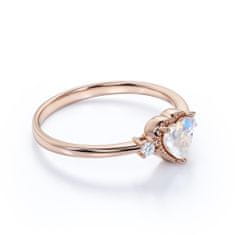 Royal Fashion Emporial luxusní prsten Měsíční duhový kámen Heart 14k růžové zlato Vermeil GU-DR14629R-MOONSTONE-ZIRCON Velikost: 6 (EU: 51-53)