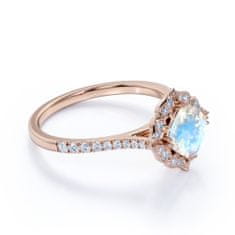 Royal Fashion Emporial luxusní prsten Měsíční duhový kámen Flower 14k růžové zlato Vermeil GU-DR18580R-ROSEGOLD-MOONSTONE-ZIRCON Velikost: 5 (EU: 49-50)