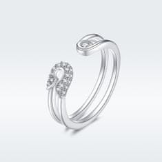 Royal Fashion nastavitelný prsten Třpytivé spínátko BSR046 Velikost: Univerzální 52-60 mm
