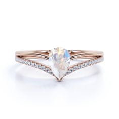 Royal Fashion Emporial luxusní prsten Měsíční duhový kámen Drop 14k růžové zlato Vermeil GU-DR14466R-ROSEGOLD-MOONSGTONE Velikost: 5 (EU: 49-50)