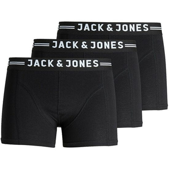 Jack&Jones 3 PACK - pánské boxerky SENSE 12081832 Black Black waistband