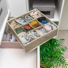EDANTI Textilní Organizér do zásuvky na ponožky kalhotky Skládací úložná do šuplíku skříně 12 přihrádek 32x32x12 cm - béžový