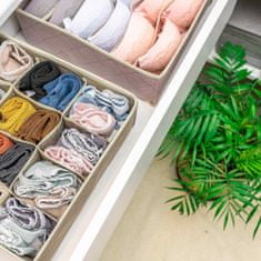 EDANTI Textilní Organizér do zásuvky na ponožky kalhotky Skládací úložná do šuplíku skříně 12 přihrádek 32x32x12 cm - béžový