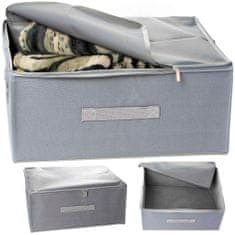 EDANTI Skládací úložná krabice Organizér Do Skříní Na Oblečení Doplňky Prádlo 45x35x20 cm - sivý so zámkom