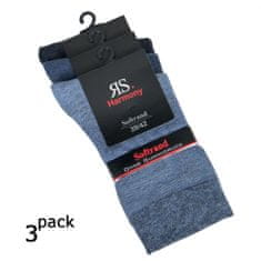 RS dámské hladké bavlněné zdravotní ponožky bez gumiček 13317 3-pack, modrá džínová, 35-38
