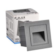 Polux Svítidlo LED schodišťové vestavěné Q6 šedá barva 3W 20lm 4000K Neutrální bílá