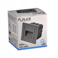 Polux Svítidlo LED schodišťové vestavěné Q6 šedá barva 3W 20lm 4000K Neutrální bílá