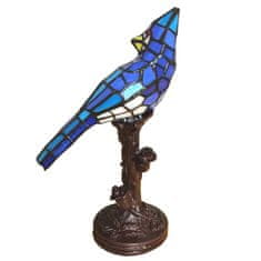 Clayre & Eef Dekorativní stolní lampa Tiffany BIRD 5LL-6102BL