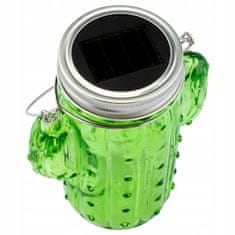 Polux Solární zahradní zelená sklenka lampa LED JAR KAKTUS