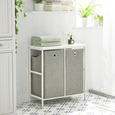 SoBuy SoBuy BZR57-W Skříňka do koupelny Lněná skříň, sáčky na prádlo, koupelnový nábytek, světle šedá