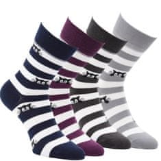 RS dámské bavlněné pruhované ponožky kočičky 6102722 4-pack, 35-38