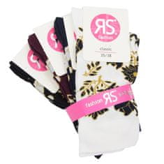RS dámské bambusové vzorované ponožky květy 6102922 4-pack, 35-38